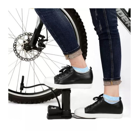 Mini foot pump - portable tyre inflator with gauge | velvet wheels