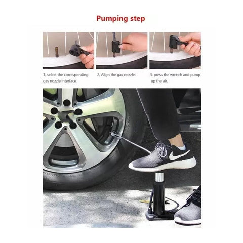 Mini foot pump - portable tyre inflator with gauge | velvet wheels